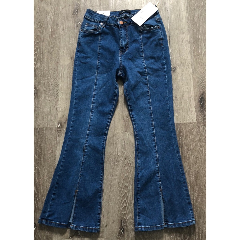 American‎ Bazi Jeans Women's 5 Junior NWT High Rise Flare Split Cuff Stretch